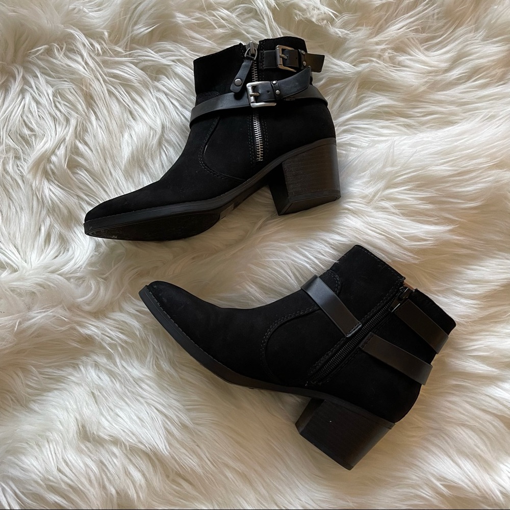 Indigo Black Ankle Boots with Buckle Detail